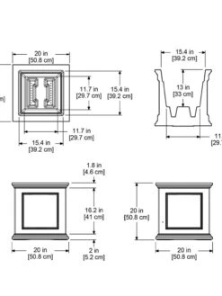 Fairfield Self-Watering Square Planter, 20” X 20” -Outdoor Garden Care 39618 16V tif