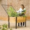 Elevated Planter Box And Space-Maker Pivoting Trellis Set, 2' X 4' -Outdoor Garden Care 8590247 492 cedar planter box with trellis tif 1