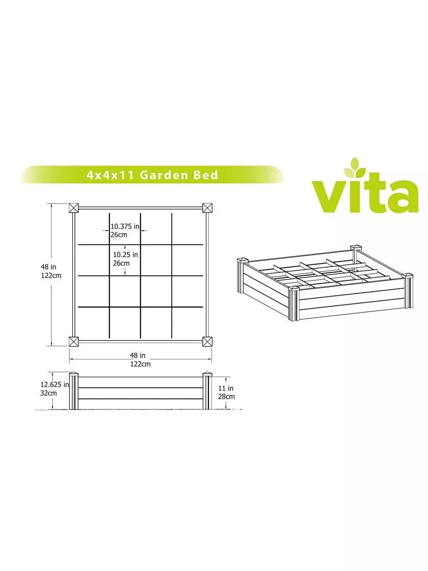 Raised Garden Bed With Grow Grid, 4' X 4' 4 Raised Garden Bed With Grow Grid, 4' X 4' - Image 2