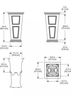Fairfield Self-Watering Tall Patio Planters, 34” -Outdoor Garden Care 8600109 11V tif