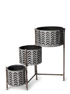 Galvanized Grow Bag Triple Planters With Stand -Outdoor Garden Care 8609180 4812 tif