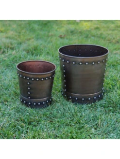 Riveted Planters, Set Of 2 -Outdoor Garden Care 8610032 01v