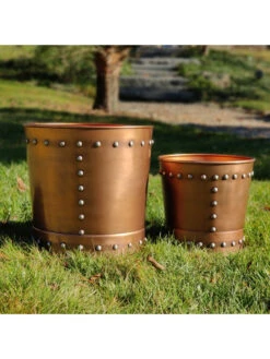 Riveted Planters, Set Of 2 -Outdoor Garden Care 8610032 05v