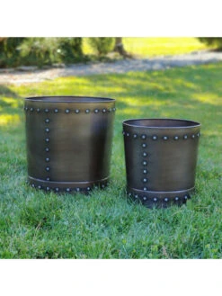 Riveted Planters, Set Of 2 -Outdoor Garden Care 8610081 01v