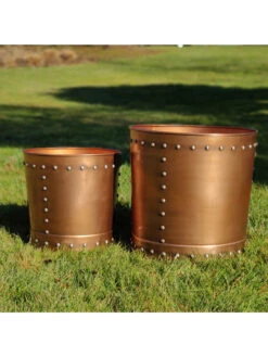 Riveted Planters, Set Of 2 -Outdoor Garden Care 8610081 03v