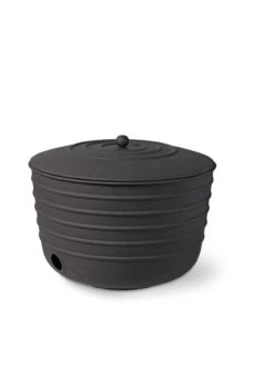Matte Black Ribbed Hose Pot With Lid -Outdoor Garden Care 8611991 5867 tif