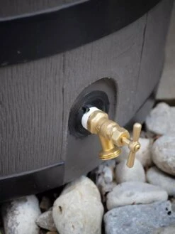 Round Rain Barrel With Planter, 35 Gallons -Outdoor Garden Care 8612856BK 10V tif