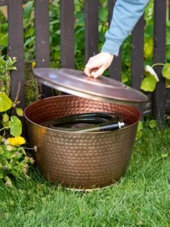 Hammered Copper Hose Pot With Lid 14 Hammered Copper Hose Pot With Lid -Outdoor Garden Care 8613311 0010