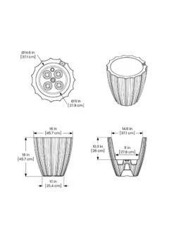 Sedona Round Planter, 18" Diameter -Outdoor Garden Care 8613526 07V 3 4