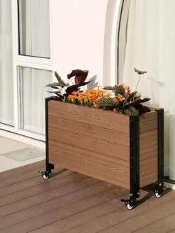 Mobile Deep Trough Planter -Outdoor Garden Care 8614263 04V